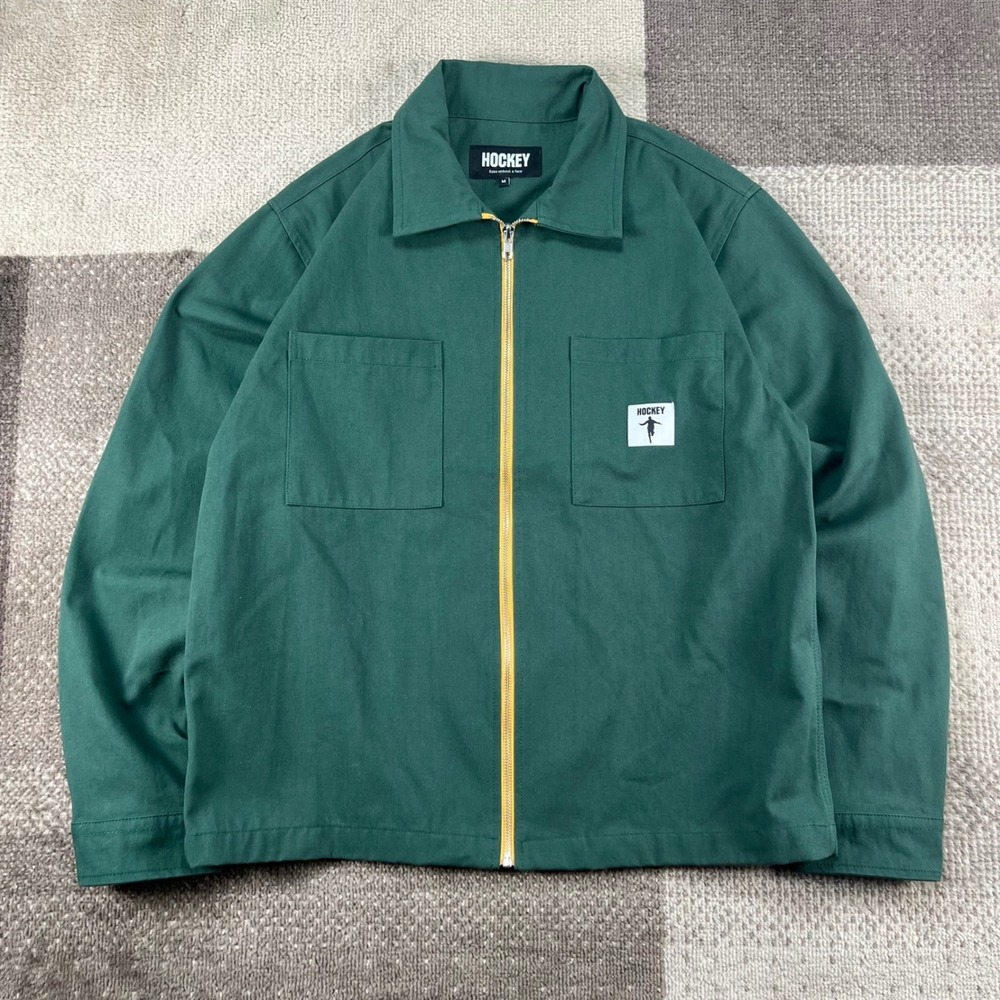 Hockey Eyes Without A Face Mens Green Full Zip Work Jacket Size Medium